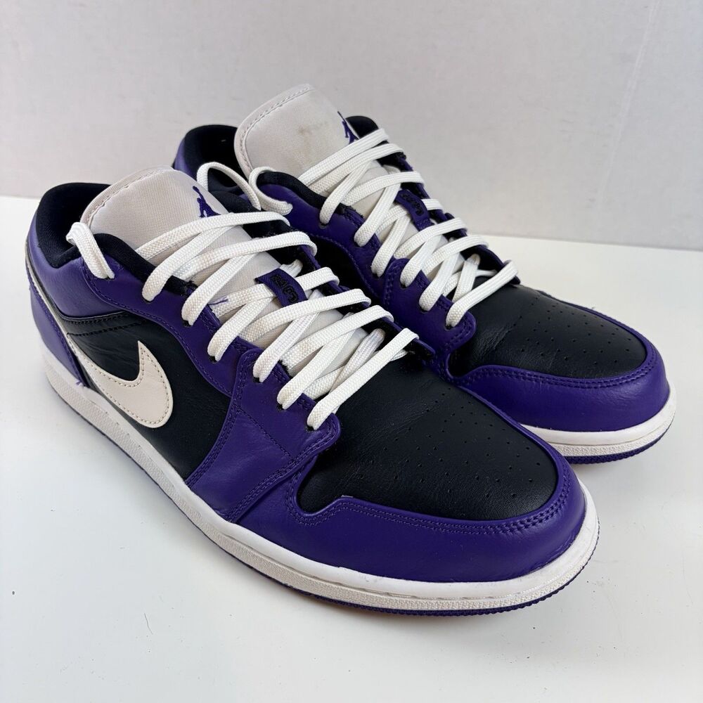 Nike Air Jordan 1 Low Court Purple Black Leather Mens Size 11